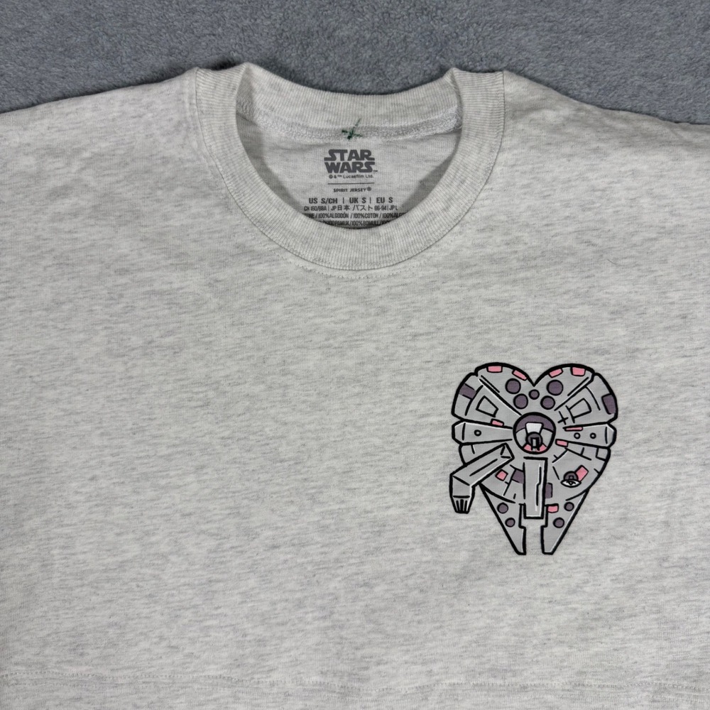 NWT Star Wars Spirit Jersey Shirt Size S I Love You Millennium Falcon Heart - Picture 3 of 9